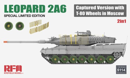 Go to product Rye Field Model 5114 - 1:35 Leopard 2A6 Captured Version with T-80 Wheels in Moscow - Special Limited Edition