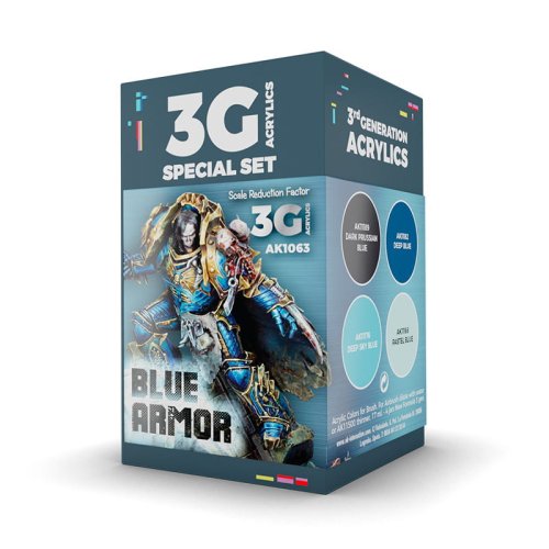 Go to product AK INTERACTIVE 1063 - Blue Armor Wargame Color acrylic paint set
