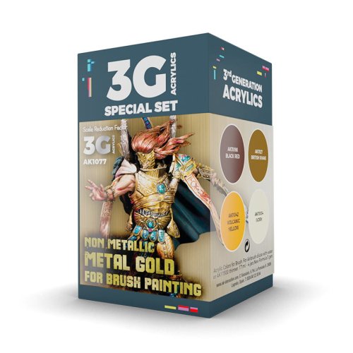 Go to product AK INTERACTIVE 1077 - Non Metallic Metal Gold Wargame Color acrylic paint set