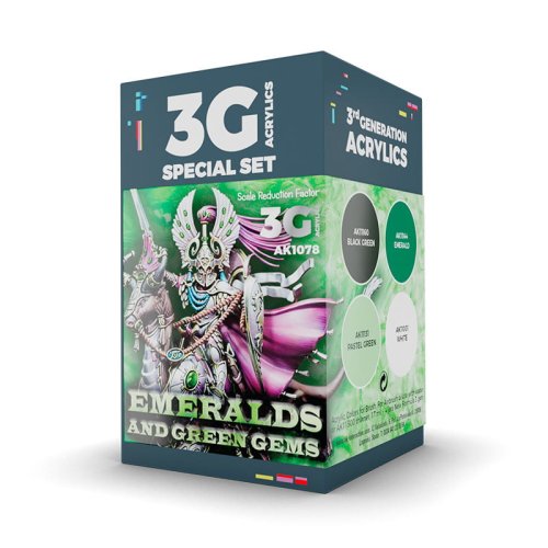 Go to product AK INTERACTIVE 1078 - Emerald and Green Gems Wargame Color acrylic paint set