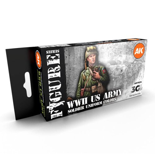 Go to product AK INTERACTIVE 11634 - WWII US Army Soldier Uniform Color acrylic paint sets
