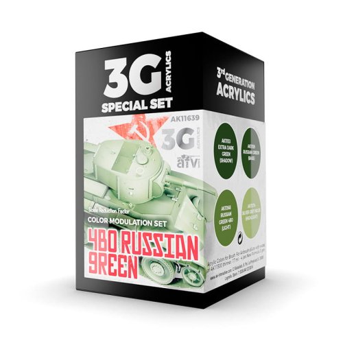 Go to product AK INTERACTIVE 11639 - 4BO Russian Green color modulation acrylic paint set