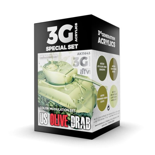 Go to product AK INTERACTIVE 11643 - US Olive Drab color modulation acrylic paint set