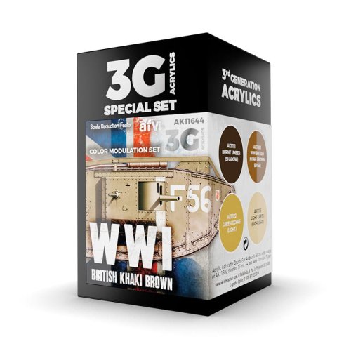 Go to product AK INTERACTIVE 11644 - WWI British Khaki Brown color modulation acrylic paint set