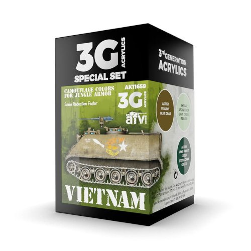 Go to product AK INTERACTIVE 11659 - Vietnam Camouflage Color for Jungle Armor acrylic paint set