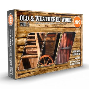 AK INTERACTIVE 11673 - Old & Weathered Wood Vol 1 acrylic paint set