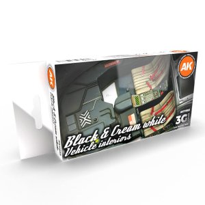 AK INTERACTIVE 11683 - Black & Cream White Vehicle Interiors acrylic paint set