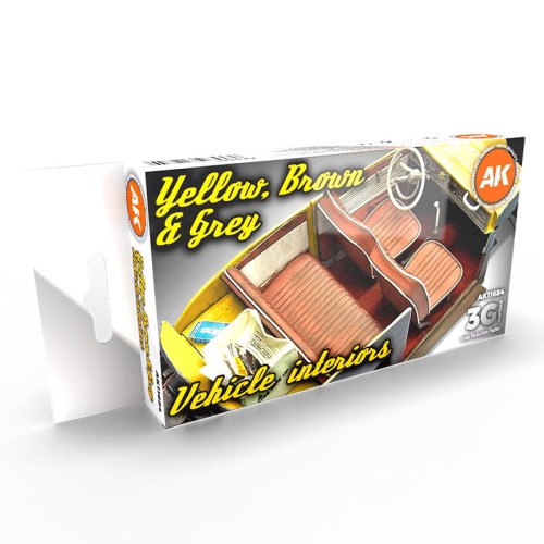 Go to product AK INTERACTIVE 11684 - Yellow, Brown & Grey Vehicle Interiors acrylic paint set