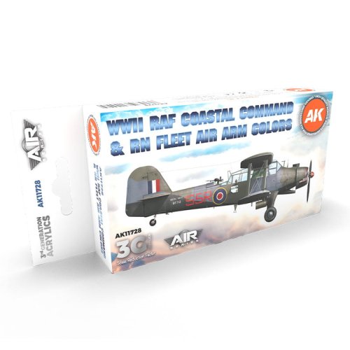 Go to product AK INTERACTIVE 11728 - WWII RAF Coastal Command & RN Fleet Air Arm Color acrylic paint set