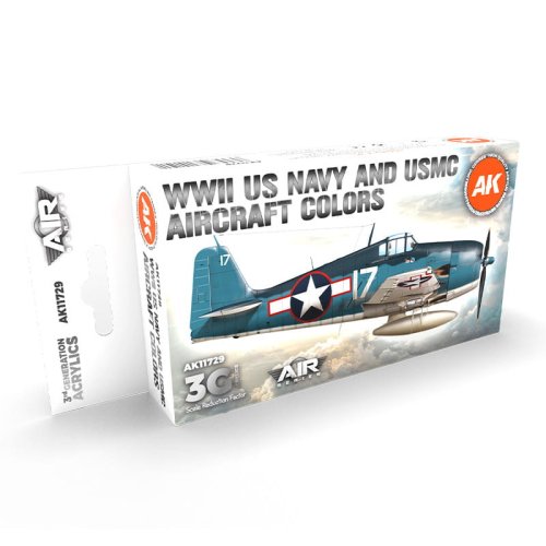 Go to product AK INTERACTIVE 11729 - WWII US Navy & USMC Aircraft Color acrylic paint set
