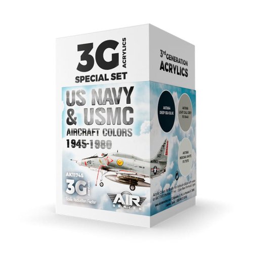 Go to product AK INTERACTIVE 11745 - US Navy & USMC Aircraft Color 1945-1980 acrylic paint set
