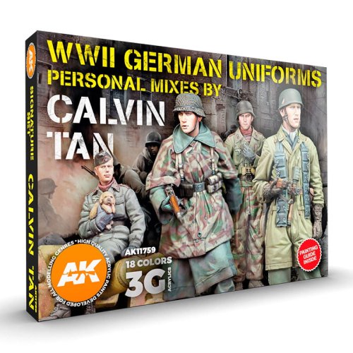 Go to product AK INTERACTIVE 11759 - WWII German Uniform Personal Mixes by Calvin Tan acrylic paint set