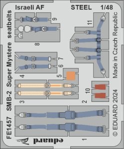 Eduard FE1457 - 1:48 SMB-2 Super Mystere seatbelts Israeli - Steel