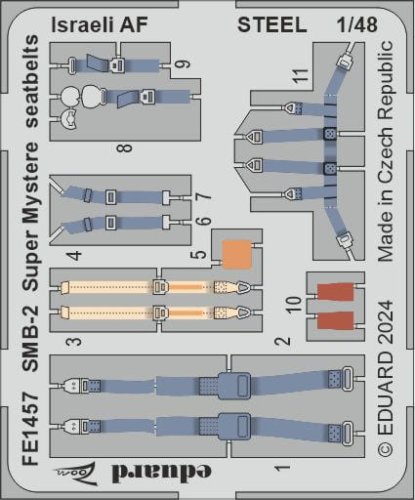 Go to product Eduard FE1457 - 1:48 SMB-2 Super Mystere seatbelts Israeli - Steel