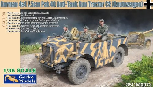 Go to product Gecko Models 35GM0073 - 1:35 German 4x4 7.5 cm Pak 40 Anti-Tank Gun Tractor C8 Beutewagen