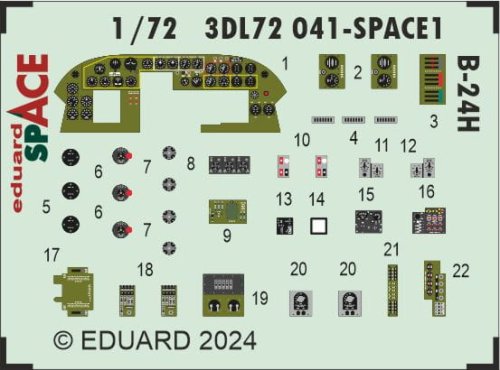 Go to product Eduard 3DL72041 - 1:72 B-24H Space 3D Decals + PE