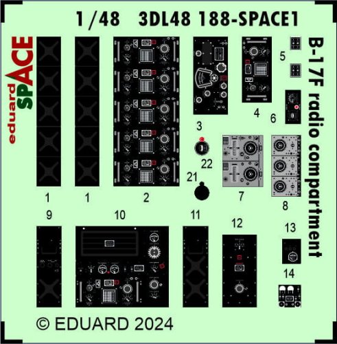 Go to product Eduard 3DL48188 - 1:48 B-17F radio compartment Space 3D Decals + PE