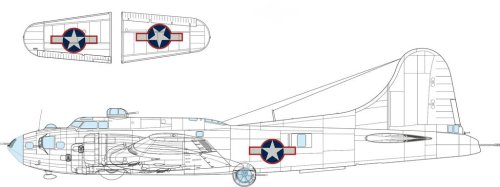 Go to product Eduard EX1054 - 1:48 B-17F US national insignia w/ red outline