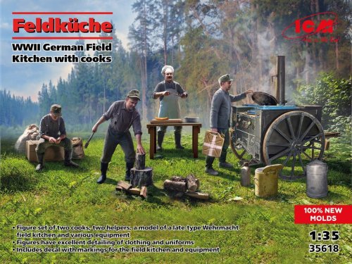 Go to product ICM 35618 - 1:35 Feldkuche WWII German Field Kitchen with Cooks