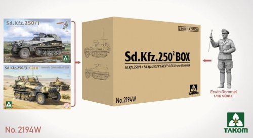 Go to product Takom 2194W - 1:35 Sd.Kfz 250 2 Box Sd.Kfz 250/3 Greif + Sd.Kfz.250/1 +1/16 Erwin Rommel