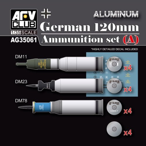 Go to product AFV Club AG 35061 - 1:35 German 120 mm Ammunition set A - Aluminum