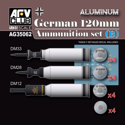 Go to product AFV Club AG 35062 - 1:35 German 120 mm Ammunition set B - Aluminum