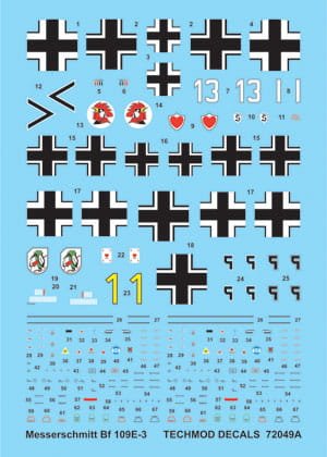 Go to product TECHMOD 72049 - 1:72 Messerschmitt Bf-109E-3 w/masks