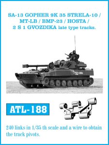 Friulmodel ATL-188 - 1:35 SA-13 Gopher / 9K35 Strela 10 / MT-LB / BMP-23 / Hosta / 2S1 Gvozdika late type metal tracks