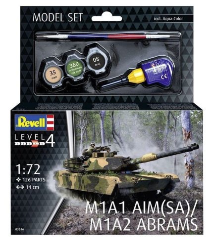 Go to product Revell 63346 - 1:72 M1A1 AIM(SA) M1A2 Abrams model with paint