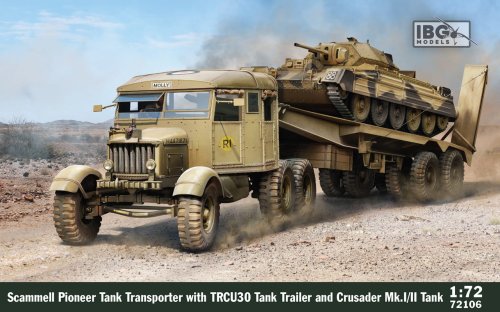 Go to product IBG 72106 - 1:72 Scammell Pioneer Tank Transporter with TRCU30 Tank Trailer and Crusader Mk.I/II Tank
