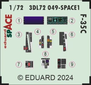 Eduard 3DL72049 - 1:72 F-35C Space 3D Decals + PE