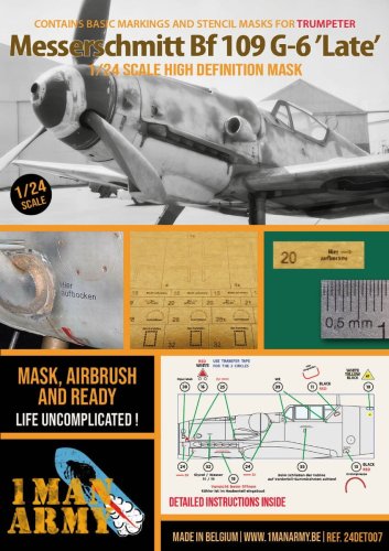 Go to product 1 Man Army 24DET007 - 1:24 Messerschmitt Bf 109 G-6 Late - Trumpeter