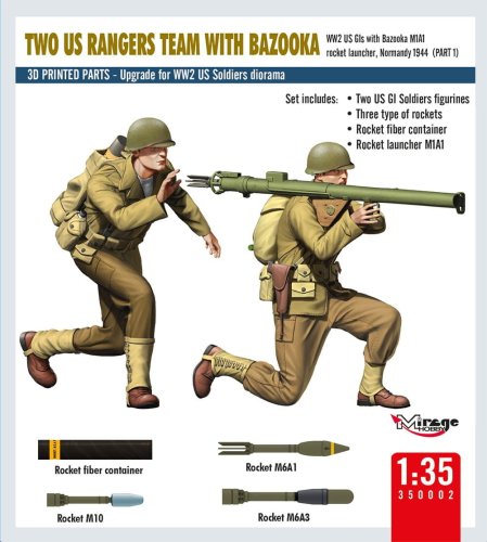 Go to product Mirage 350002 - 1:35 Two US Rangers Team with Bazooka