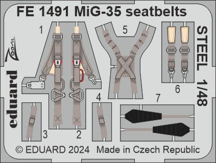 Go to product Eduard FE1491 - 1:48 MiG-35 seatbelts - Steel