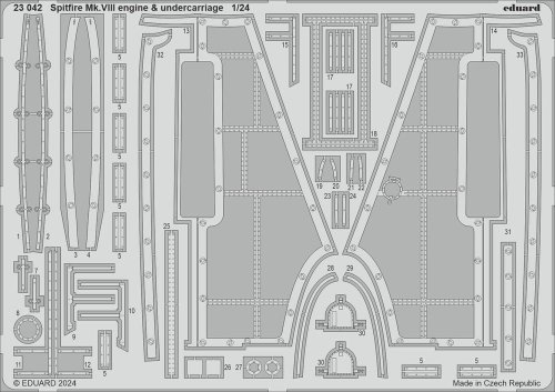 Go to product Eduard 23042 - 1:24 Spitfire Mk.VIII engine & undercarriage