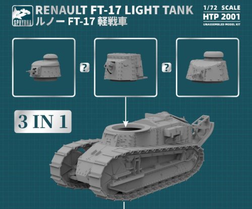 Go to product Sphyrna HTP2001 - 1:72 Renault FT-17 Tank - Three-in-One
