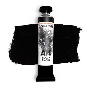 AK Interactive G02 - Black gouache paint 20 ml