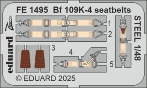 Eduard FE1495 - 1:48 Bf 109K-4 seatbelts - Steel