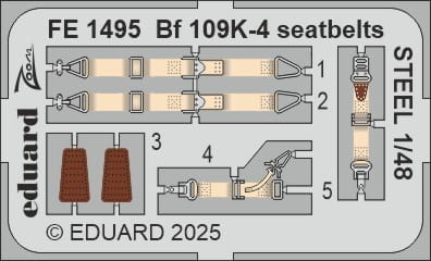 Go to product Eduard FE1495 - 1:48 Bf 109K-4 seatbelts - Steel