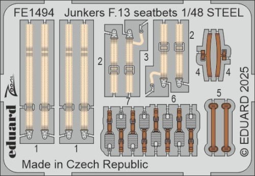 Go to product Eduard FE1494 - 1:48 Junkers F.13 seatbelts - Steel