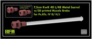 Rye Field Model 2083 - 1:35 7,5 cm KwK 40 L/48 Metal Barrel w/ 3D Printed Muzzle Brake for Pz.Kfz. IV G/H/J