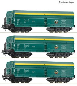 Roco 6600195 H0 - Set of 3 Fads type self-unloading freight cars, PTKiGK, ep.V-VI