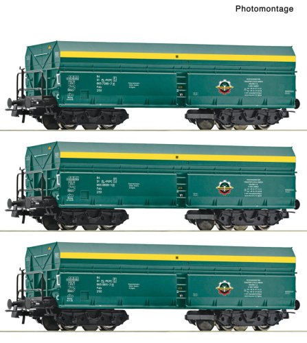 Go to product Roco 6600195 H0 - Set of 3 Fads type self-unloading freight cars, PTKiGK, ep.V-VI