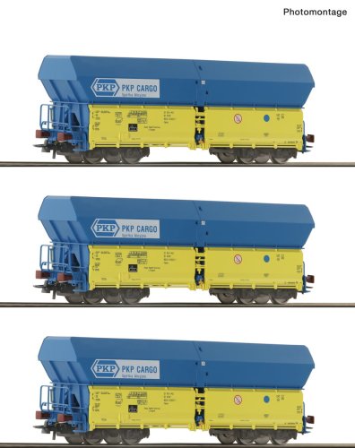 Go to product Roco 6600136 H0 - Set of 3 Falns type self-unloading freight cars, PKP, ep.V-VI