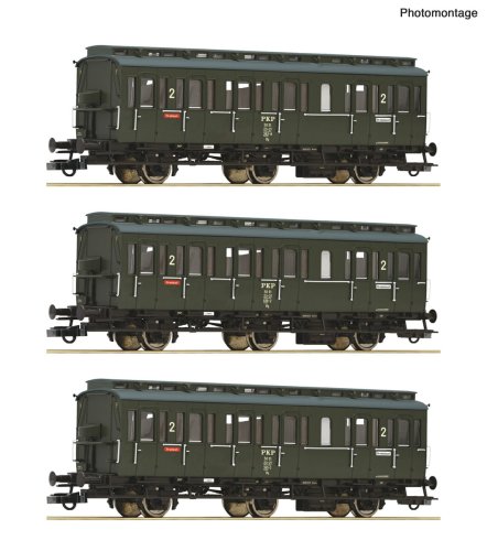 Go to product Roco 6200100 H0 - Set of 3 passenger cars type By, PKP, ep.IV