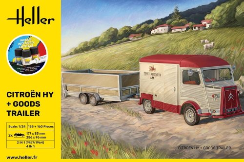 Go to product Heller 52331 - 1:24 Citroen HY + Goods Trailer model with paints
