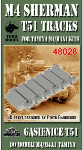 Go to product Toro Model 48028 - 1:48 M4 Sherman T51 Tracks for Tamiya M4/M4A1 Kits
