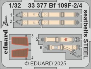 Eduard 33377 - 1:32 Bf 109F-2/4 seatbelts - Steel