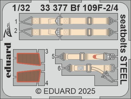 Go to product Eduard 33377 - 1:32 Bf 109F-2/4 seatbelts - Steel