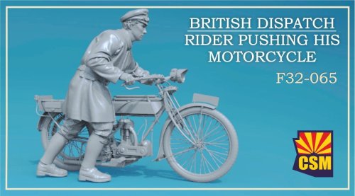 Go to product Copper State Models CSM F32065 - 1:32 British Dispatch Rider Pushing His Motorcycle